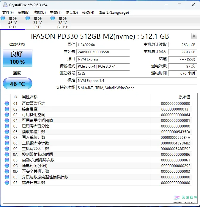 CrystalDiskInfo v9.6.3：专业硬盘检测工具